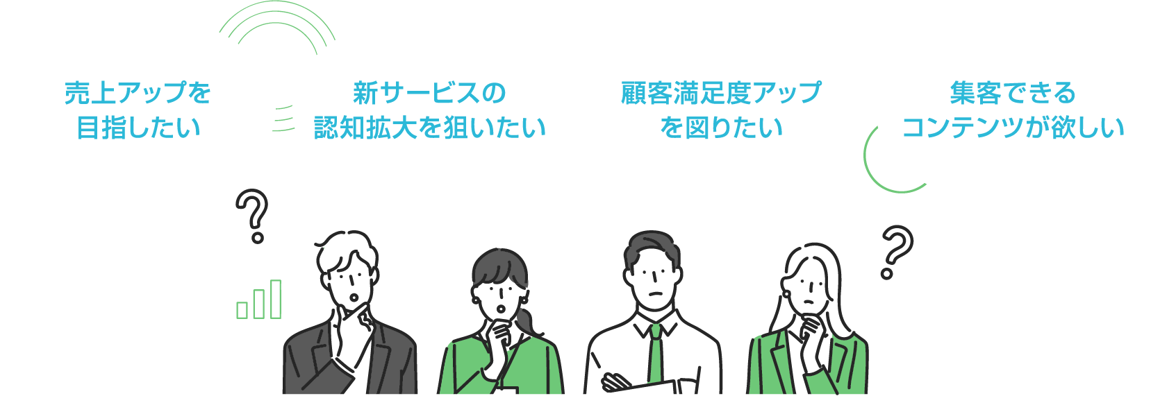 売上アップを目指したい 新サービスの認知拡大を狙いたい  顧客満足度アップを図りたい 集客できるコンテンツが欲しい